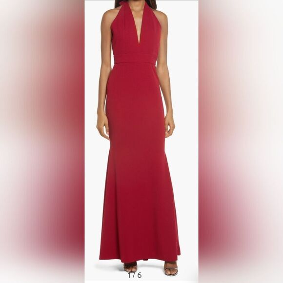Dress The Population Camden Plunging V-Neck Sleeveless Gown NWT size M red - Picture 1 of 5